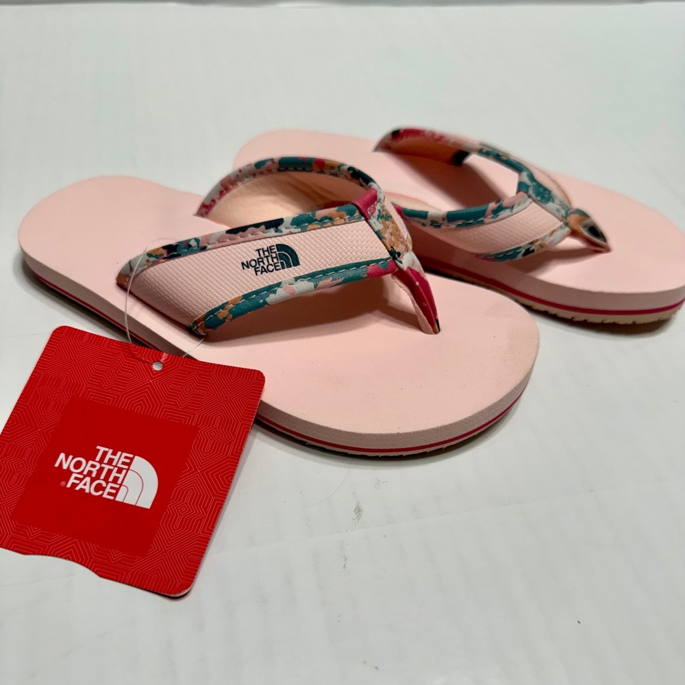 The North Face Kids Base Camp Flip Flops Pink Floral Sandals Size 12 NEW